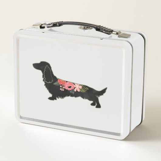 Longhaire Dachshund Bohemian Floral Silhouette (Achterkant)