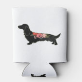 Longhaire Dachshund Bohemian Floral Silhouette Blikjeskoeler (Achterkant)