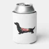 Longhaire Dachshund Bohemian Floral Silhouette Blikjeskoeler (Blikje Achterkant)