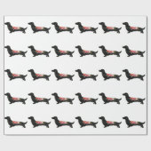 Longhaire Dachshund Bohemian Floral Silhouette Cadeaupapier (Vlak)