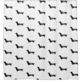 Longhaire Dachshund Bohemian Floral Silhouette Douchegordijn (Voorkant)