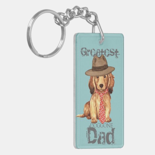 Longhaire Dachshund Dad Sleutelhanger (Voorkant Links)