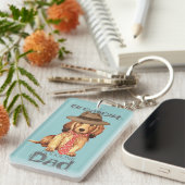 Longhaire Dachshund Dad Sleutelhanger (Voorkant Rechts)