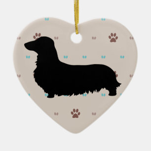 Longhaire Dachshund Keramisch Ornament