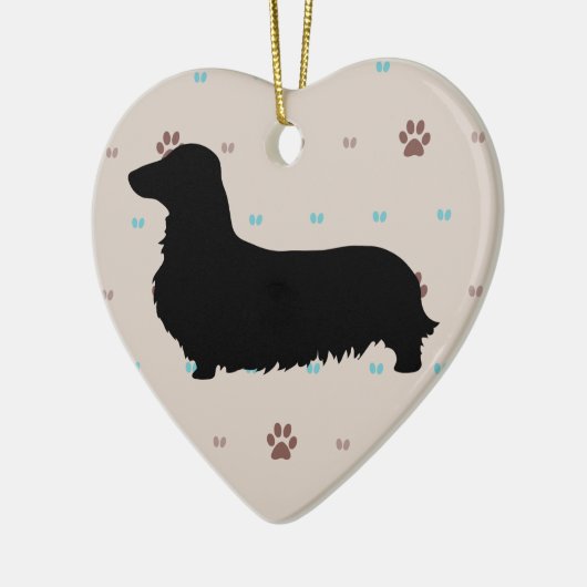 Longhaire Dachshund Keramisch Ornament (Links)
