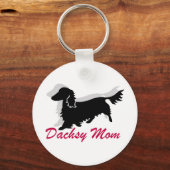 Longhaire Dachshund Mam Sleutelhanger (Voorkant)