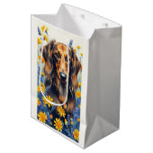 Longhaire Dachshund Medium Cadeauzakje (Voorkant Gekanteld)