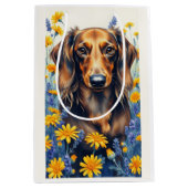 Longhaire Dachshund Medium Cadeauzakje (Voorkant)