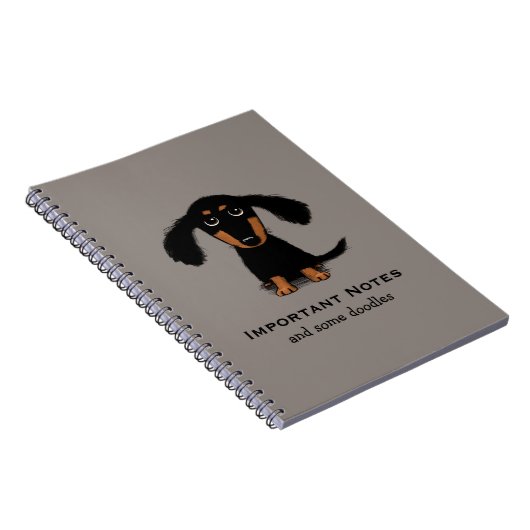 Longhaire Dachshund Puppy | Cute Wiener Dog Notitieboek (Rechterzijde)