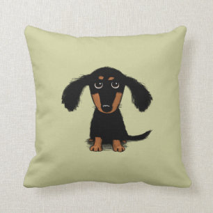 Longhaire Dachshund Puppy   Schattige Wiener Dog Kussen
