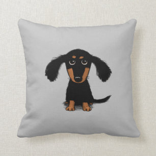 Longhaire Dachshund Puppy   Schattige Wiener Dog Kussen