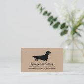 Longhaire Dachshund Silhouette | Cool Wiener Dog Visitekaartje (Staand voorkant)