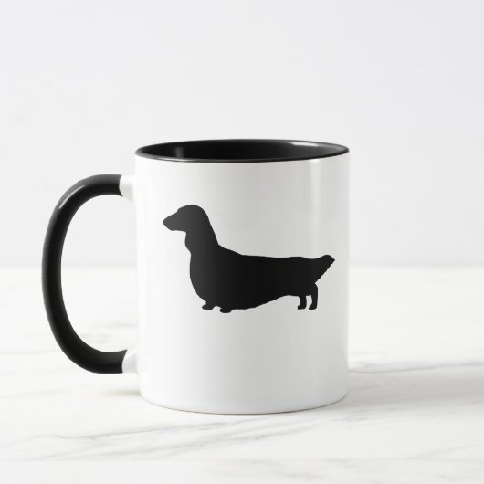 Longhaire Dachshund Silhouette Wiener Dog Doxie Mok (Links)