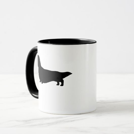 Longhaire Dachshund Silhouette Wiener Dog Doxie Mok (Voorkant links)