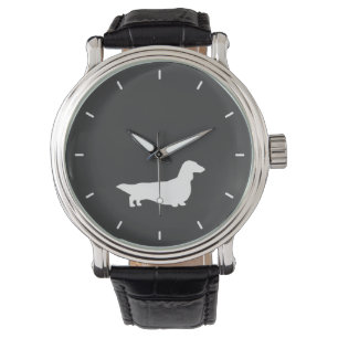 Longhaire Dachshund Silhouette   Wiener Dog Horloge