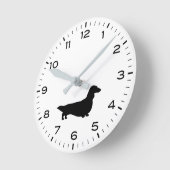 Longhaire Dachshund Silhouette Wiener Dog Ronde Klok (Hoek)