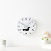 Longhaire Dachshund Silhouette Wiener Dog Ronde Klok (Huis)