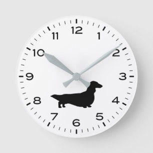 Longhaire Dachshund Silhouette Wiener Dog Ronde Klok