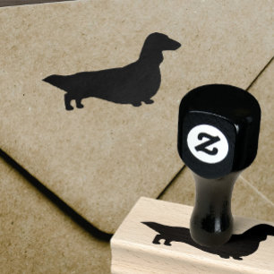 Longhaire Dachshund Silhouette Wiener Dog Rubberstempel
