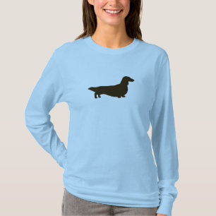 Longhaire Dachshund Silhouette   Wiener Dog T-shirt