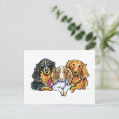 Longhaire Dachshund Trio Briefkaart (Staand voorkant)
