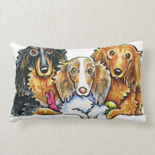 Longhaire Dachshund Trio Kussen