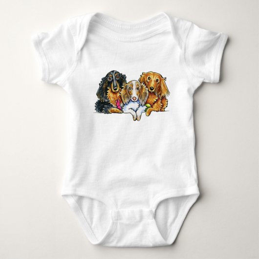 Longhaire Dachshund Trio Romper (Voorkant)