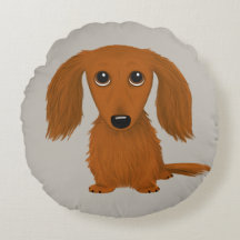 Longhaire Red Dachshund | Cute Cartoon Wiener Dog