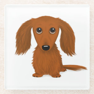 Longhaire Red Dachshund Cute Weiner Dog Glazen Onderzetter