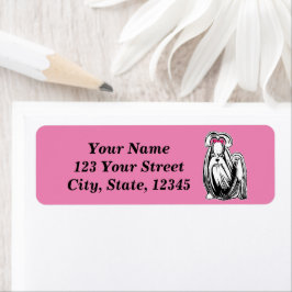 Longhaire Shih Tzu Dog Pink Return Address Labels