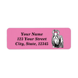 Longhaire Shih Tzu Dog Pink Return Address Labels