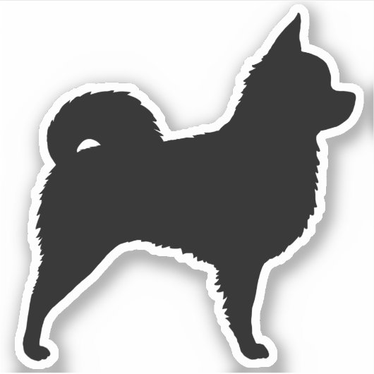 Longhaired Chihuahua Schattige Hondenras Silhouet Sticker (Voorkant)