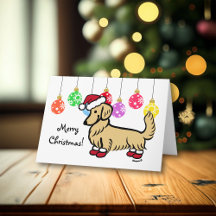 Longhaired Cream Dachshund Kerstmis