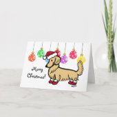 Longhaired Cream Dachshund Kerstmis Feestdagen Kaart (Voorkant)