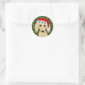 Longhaired Cream Dachshund Santa Dog Christmas Ronde Sticker (Tas)
