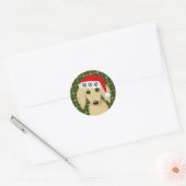 Longhaired Cream Dachshund Santa Dog Christmas Ronde Sticker (Envelop)