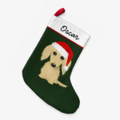 Longhaired Cream Dachshund Santa Schattige Kleine Kerstsok (Voorkant (Hangend))