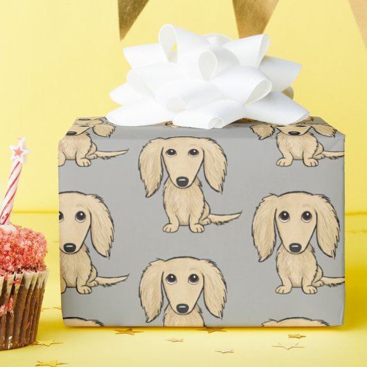 Longhaired crème tachshund patroon | Schattigee ho Cadeaupapier