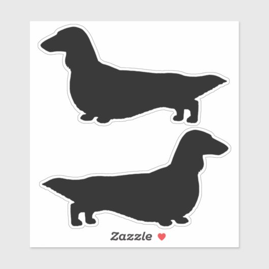 Longhaired Dachshund Dog Silhouette Stickers (Vel)