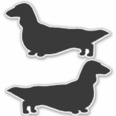 Longhaired Dachshund Dog Silhouette Stickers (Voorkant)