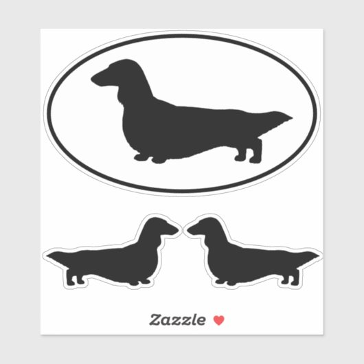 Longhaired Dachshund Dog Silhouettes Sticker Set (Vel)