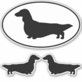 Longhaired Dachshund Dog Silhouettes Sticker Set (Voorkant)
