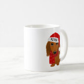 Longhaired Dachshund Santa Schattige Dog Custom Na Koffiemok (Voorkant rechts)