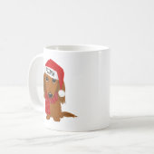 Longhaired Dachshund Santa Schattige Dog Custom Na Koffiemok (Voorkant links)