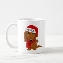 Longhaired Dachshund Santa Schattige Dog Custom Na Koffiemok