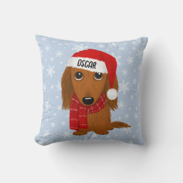 Longhaired Dachshund Schattige Dog Christmas Custo Kussen