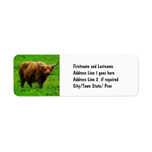 Longhaired LongHorn met Lange Horns Etiket (Voorkant)