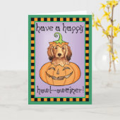 Longhaired Tekkel van Halloween Kaart (Gele Bloem)