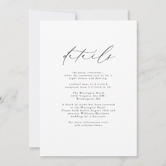 Longhand All-in-One huwelijksuitnodigingen Kaart (Achterkant)