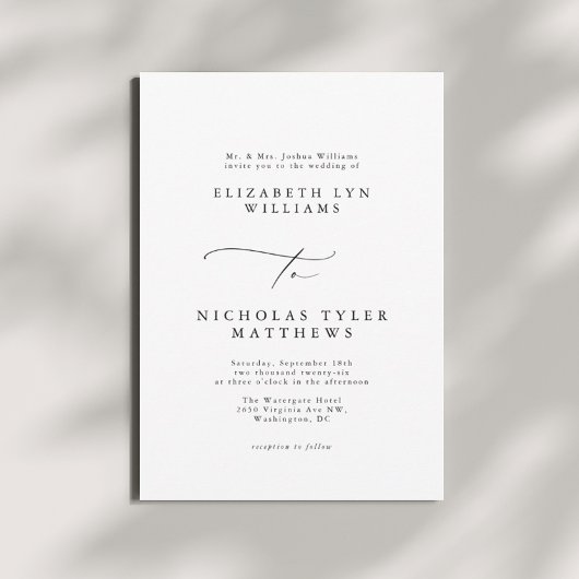 Longhand Calligraphy Huwelijksuitnodigingen Kaart